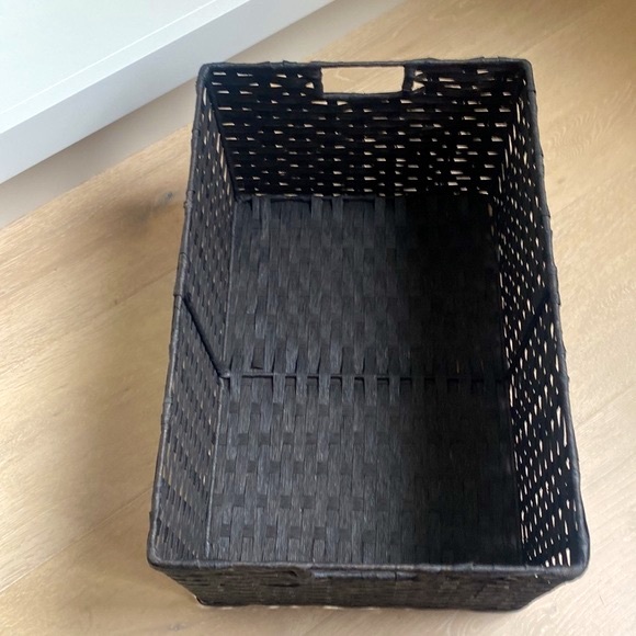 Woven Storage Basket with handles in black - Picture 3 of 5